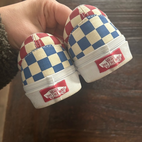 Vans Checkerboard Slip-On Shoes - Red, Blue, Orange - Picture 6 of 9